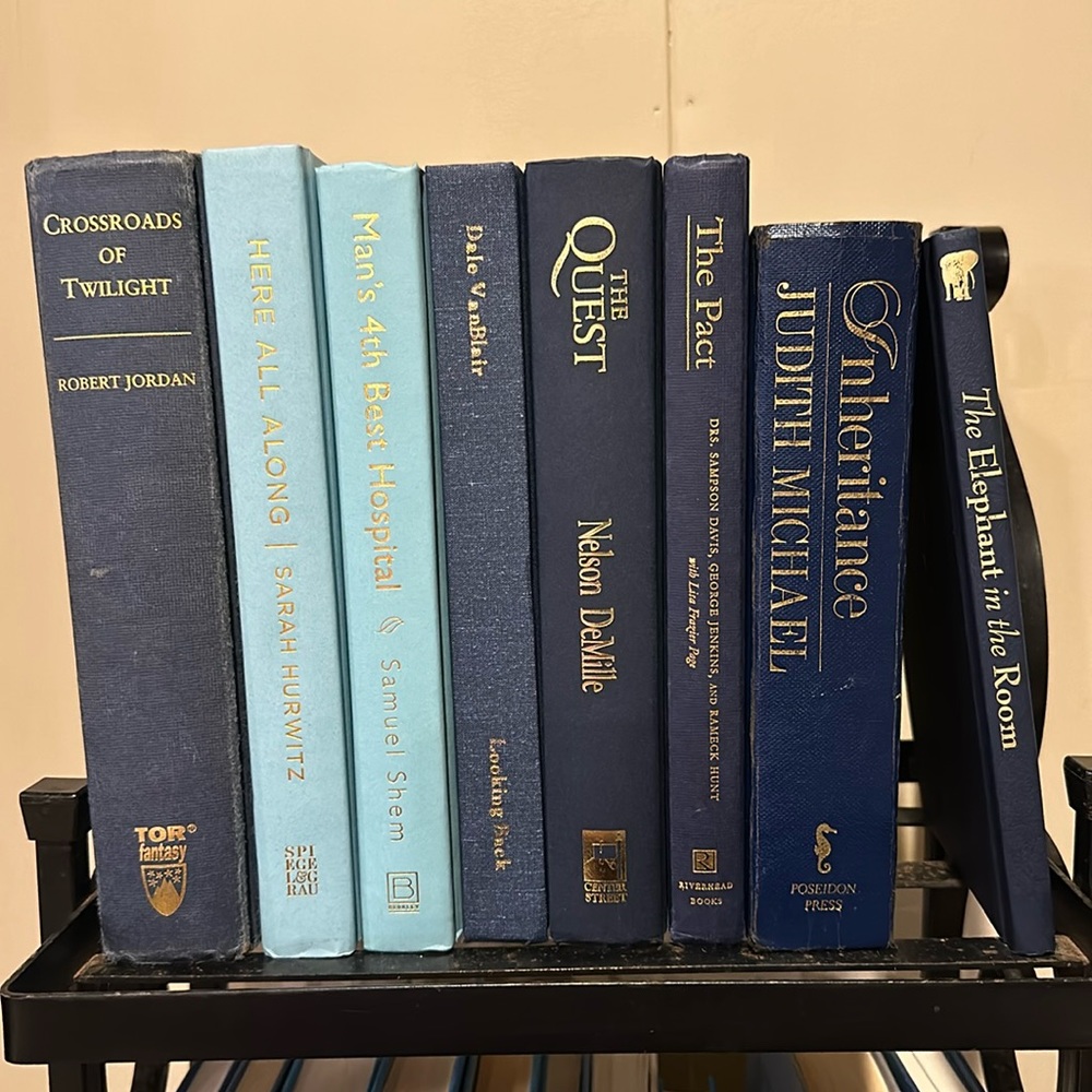 4 1/2 Pounds of Color-Coordinated Blue Hardback Books with Gold Lettering